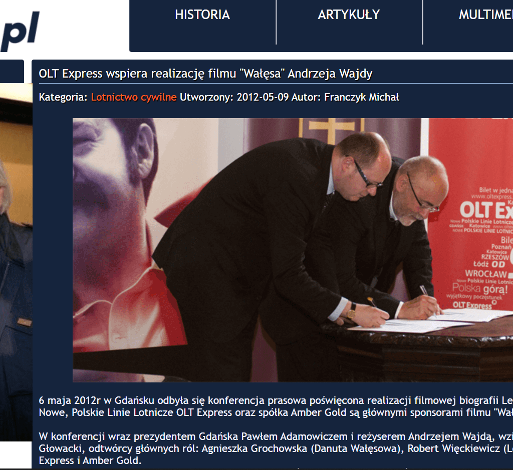OLT Express wsparło produkcję filmu o Lechu Wałęsie