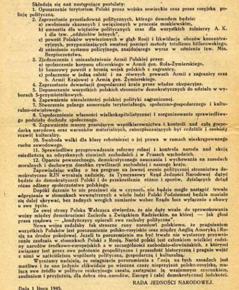 Testament Polski Walczącej z 1 lipca 1945 r.