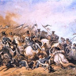Bitwa pod Ostrołęką (26 maja 1831 roku), w której sławę zdobył dowódca baterii artylerii konnej Józef Bem (wówczas w stopniu podpułkownika) – obraz Juliusza Kossaka