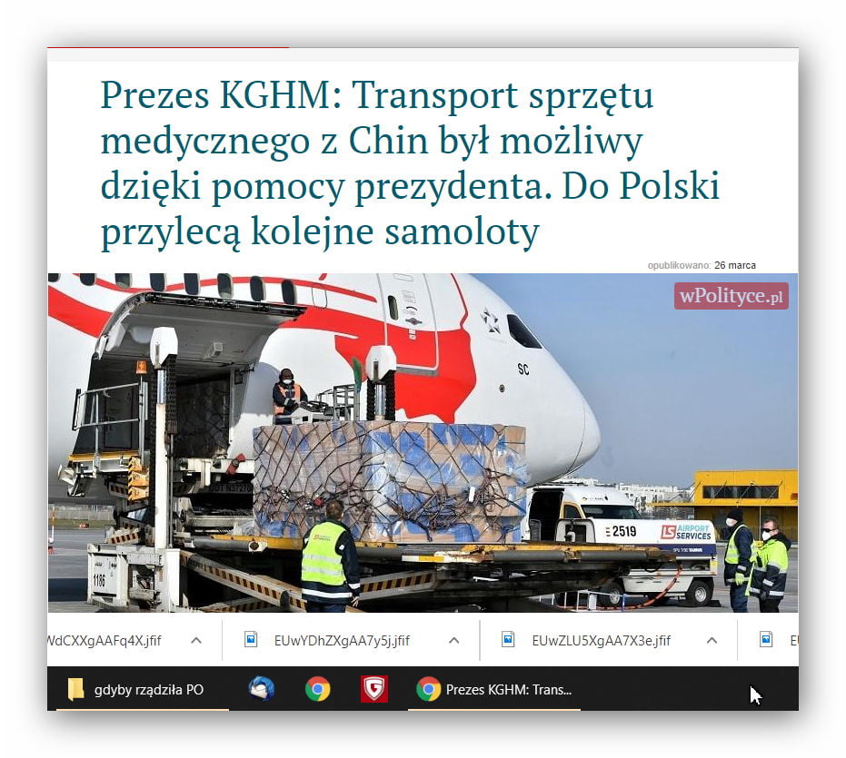 Szef KGHM: Transport sprzętu medycznego dzięki pomocy Prezydenta