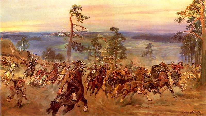 Jerzy Kossak - Tryptyk bitwa pod Komarowem (lewy)