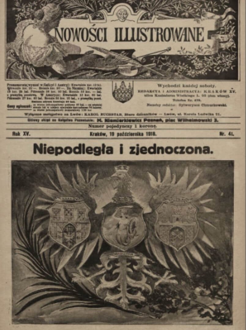 Pierwsza-strona-Nowości-Illustrowanych-z-19-października-1918-roku.-Temat-numeru-odzyskanie-niepodległości.