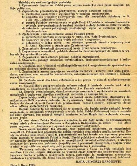 Testament Polski Walczącej z 1 lipca 1945 r.